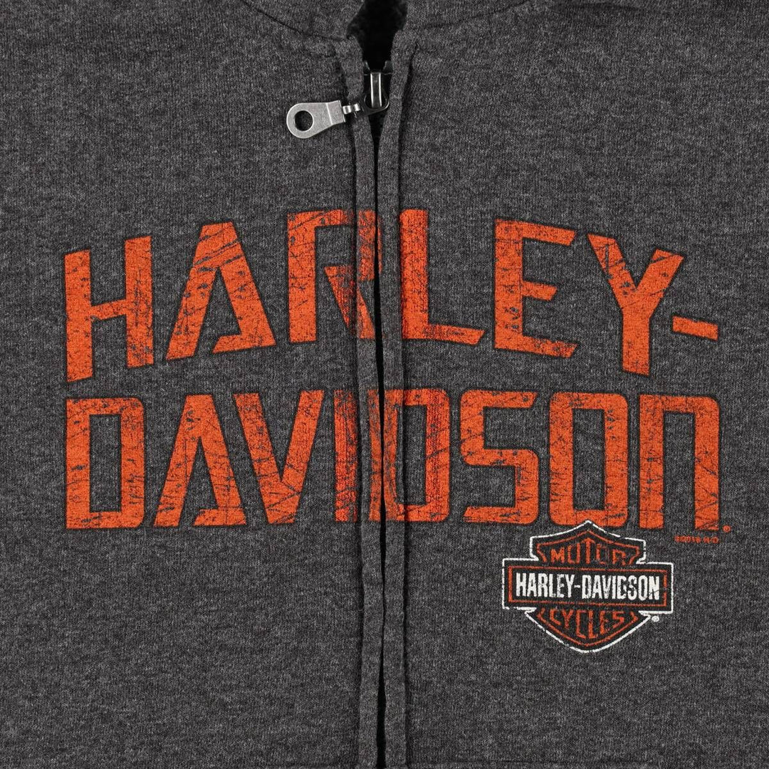 Harley-Davidson Sweat Full-Zip Hoodie, Women's Size M (approx.) cotton Charcoal Vintage Second Hand