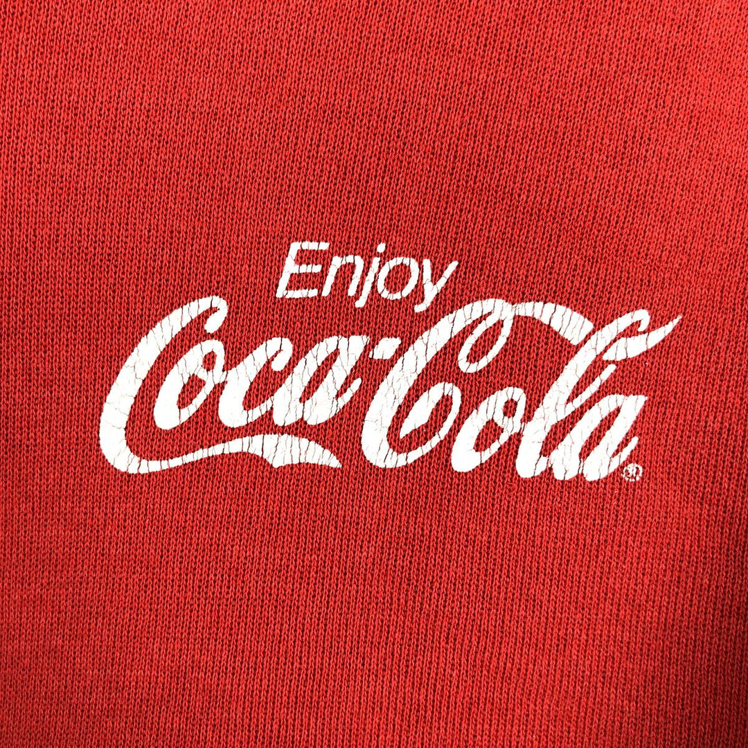 1980'S Hanes Coca-Cola Advertising Full-Zip Sweatshirt Hoodie, Made in USA, Men's Size S (Equivalent), Vintage cotton red type Vintage Second Hand