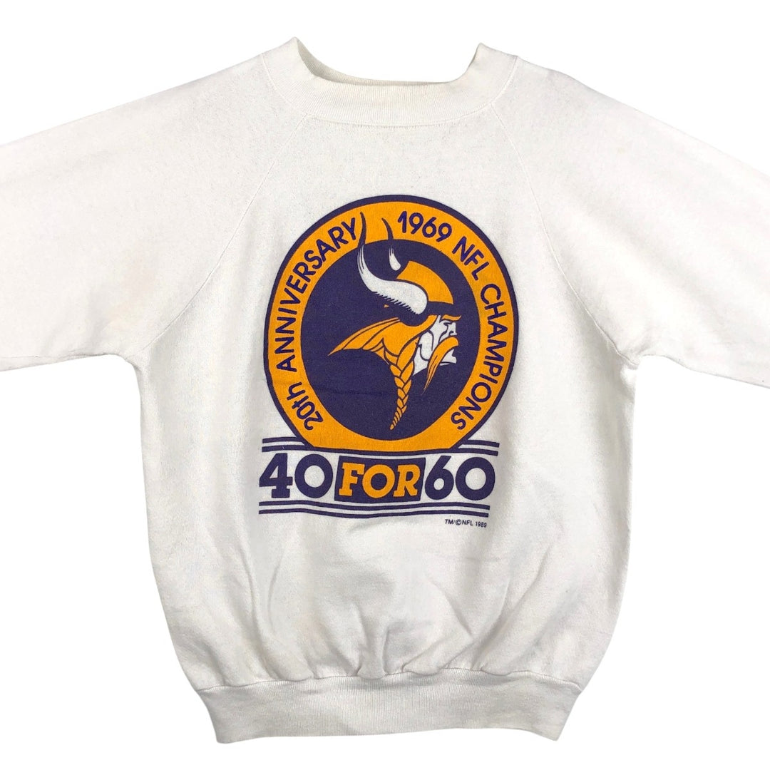80'S TRENCH Minnesota Vikings Logo Sweatshirt, Made in USA, Men's Size M (approx.), Vintage polyester white type Vintage Second Hand