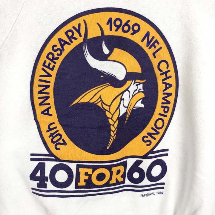 80'S TRENCH Minnesota Vikings Logo Sweatshirt, Made in USA, Men's Size M (approx.), Vintage polyester white type Vintage Second Hand