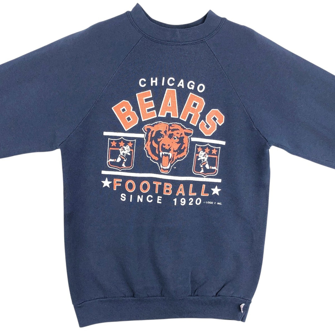 90'S Logo Seven NFL Chicago Bears Logo Sweatshirt, Made in USA, Women's Size M (approx.) cotton navy blue type Vintage Second Hand