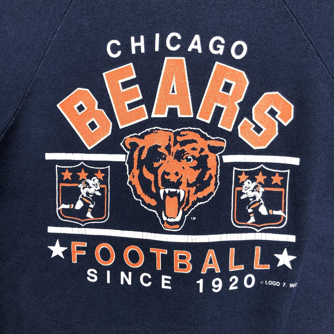 90'S Logo Seven NFL Chicago Bears Logo Sweatshirt, Made in USA, Women's Size M (approx.) cotton navy blue type Vintage Second Hand