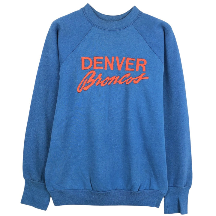 90'S Logo Seven Denver Broncos Print Sweatshirt, Made in USA, Women's Size L (Equivalent), Vintage cotton blue type Vintage Second Hand