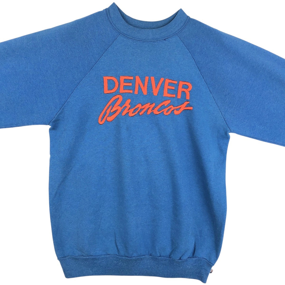 90'S Logo Seven Denver Broncos Print Sweatshirt, Made in USA, Women's Size L (Equivalent), Vintage cotton blue type Vintage Second Hand
