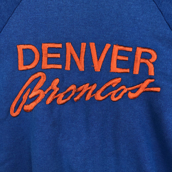 90'S Logo Seven Denver Broncos Print Sweatshirt, Made in USA, Women's Size L (Equivalent), Vintage cotton blue type Vintage Second Hand
