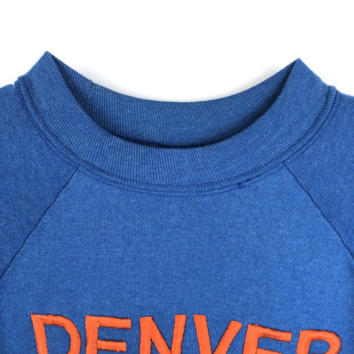 90'S Logo Seven Denver Broncos Print Sweatshirt, Made in USA, Women's Size L (Equivalent), Vintage cotton blue type Vintage Second Hand
