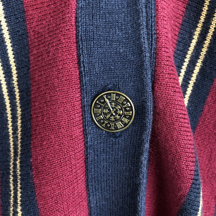 IZOD CLUB Stripe Pattern Open-Front Cotton Knit Vest, Women's Size M (approx.) cotton wine-red Vintage Second Hand