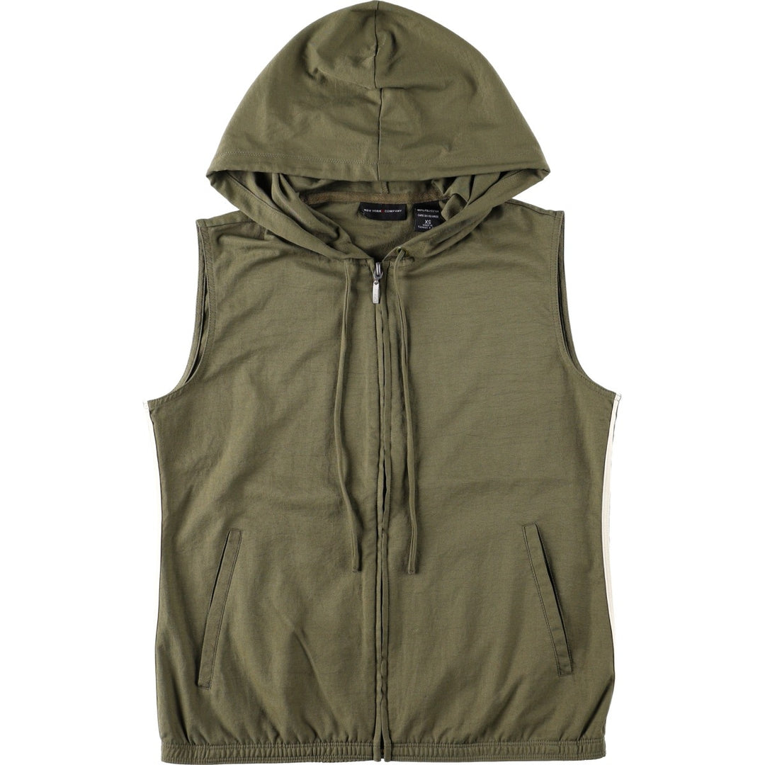 NEW YORK and COMPANY Hooded Warm-Up Vest, Women's Size XS polyester Khaki type Vintage Second Hand