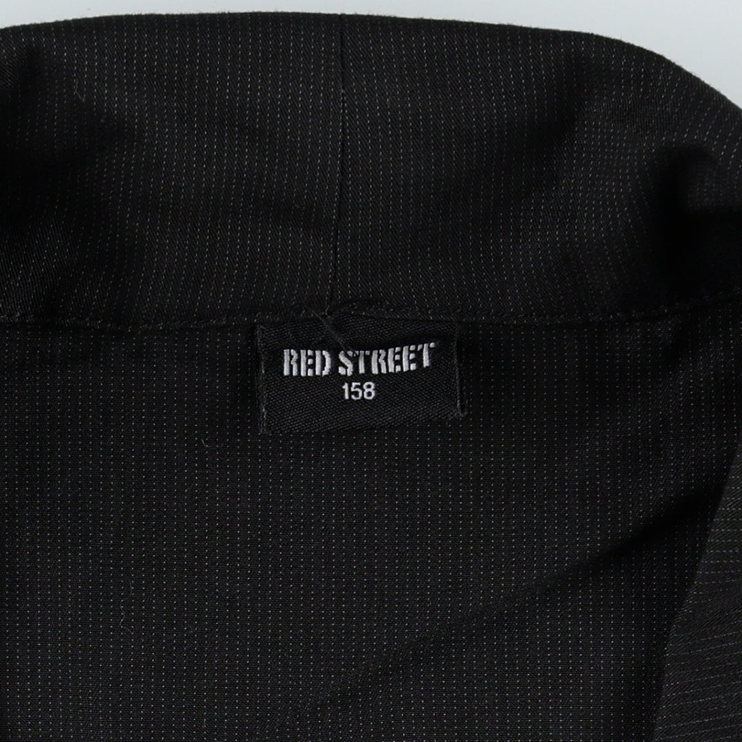 RED STREET Stripe Pattern Front Open Shawl Collar Cropped Vest (Women's Size S) polyester black type Vintage Second Hand