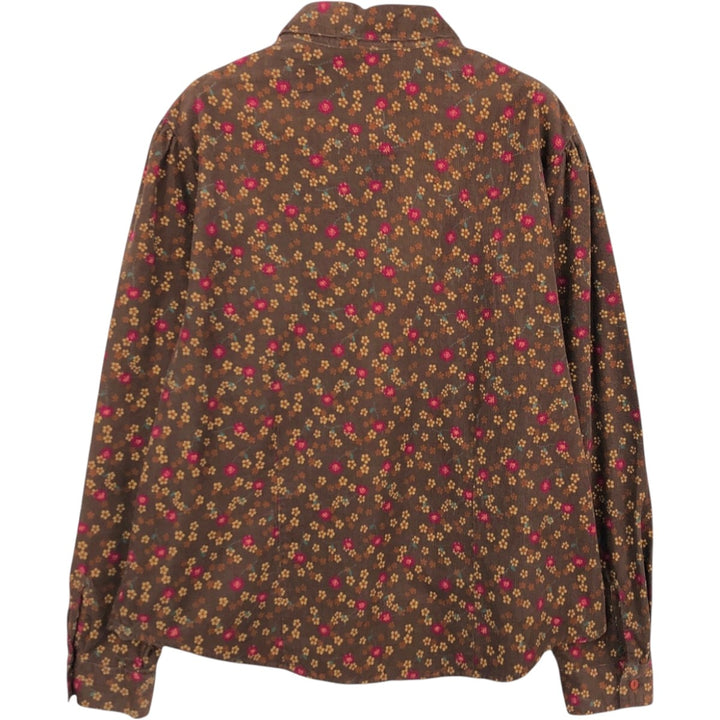 Westbound all-over floral print long-sleeved corduroy shirt, women's size M (approx.) cotton brown type Vintage Second Hand