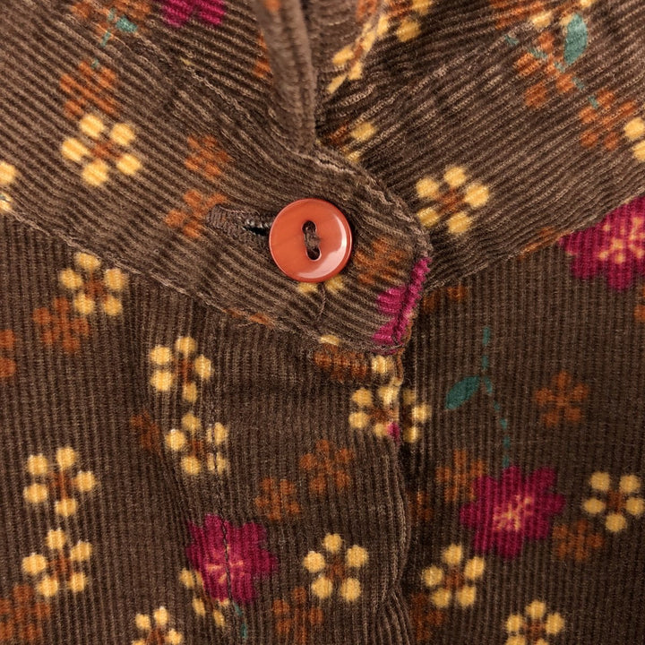 Westbound all-over floral print long-sleeved corduroy shirt, women's size M (approx.) cotton brown type Vintage Second Hand