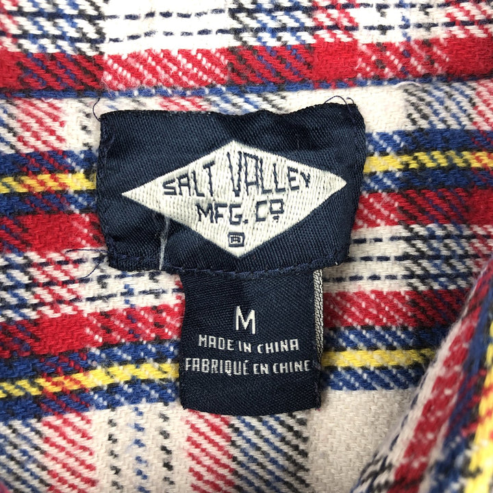90'S SALT VALLEY Long-Sleeve Flannel Check Shirt, Women's Size M (Equivalent), Vintage cotton pale white type Vintage Second Hand
