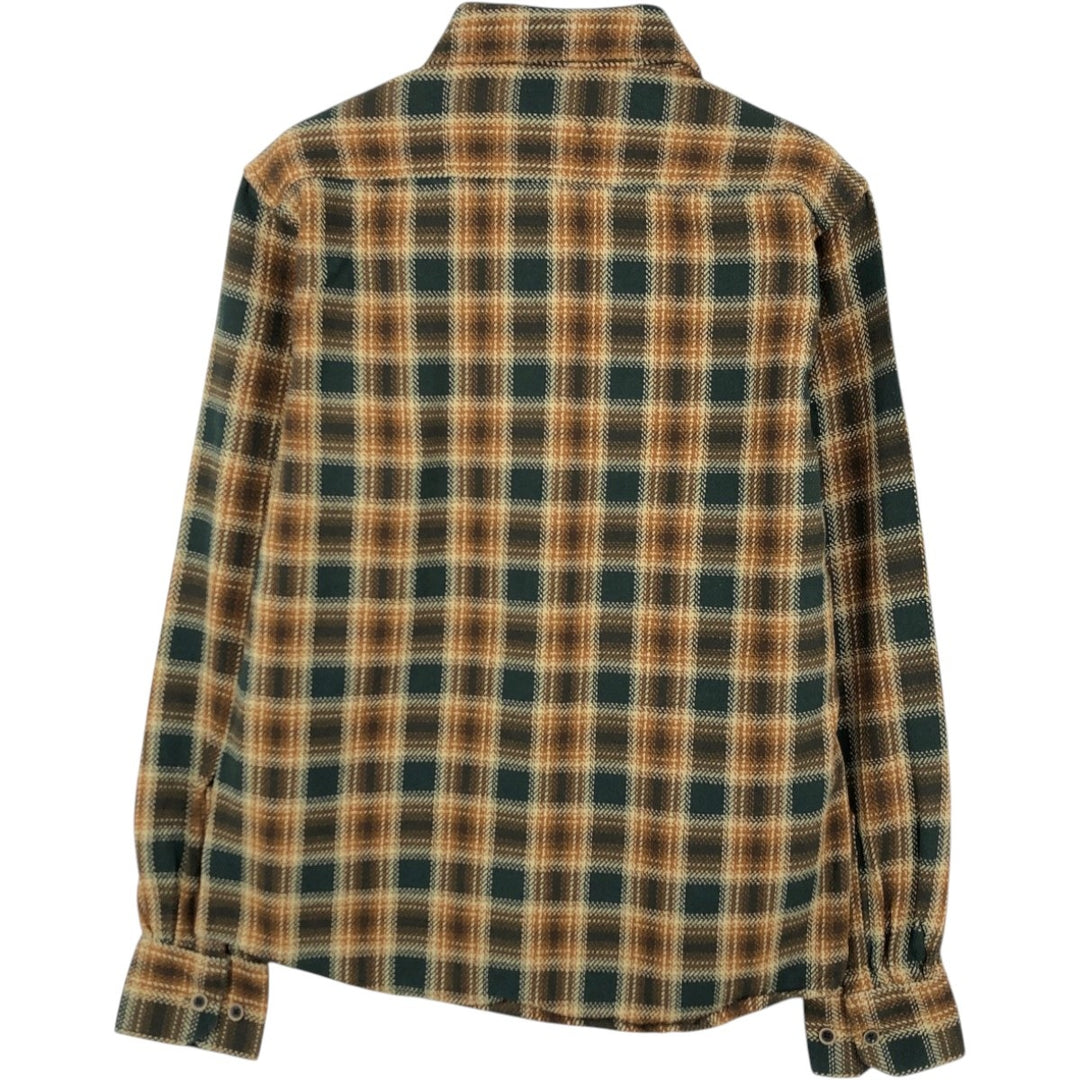 St. John's Bay Long-Sleeve Flannel Check Shirt, Women's Size L (approx.) cotton dark green Vintage Second Hand
