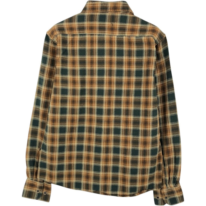 St. John's Bay Long-Sleeve Flannel Check Shirt, Women's Size L (approx.) cotton dark green Vintage Second Hand