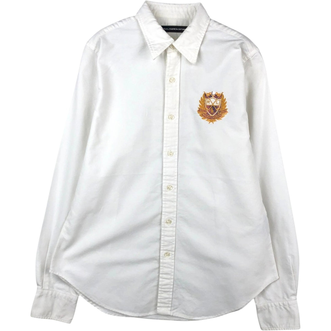 Ralph Lauren RALPH LAUREN SPORT Long-Sleeve Cotton Shirt, Women's Size L (approx.) cotton white type Vintage Second Hand