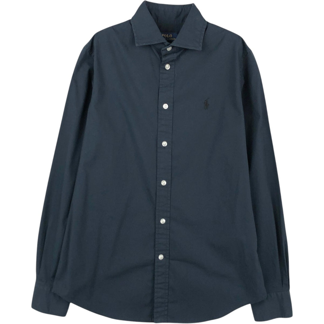 Ralph Lauren POLO RALPH LAUREN Wide Collar Long Sleeve Cotton Shirt, Women's Size M (approx.) cotton navy blue type Vintage Second Hand
