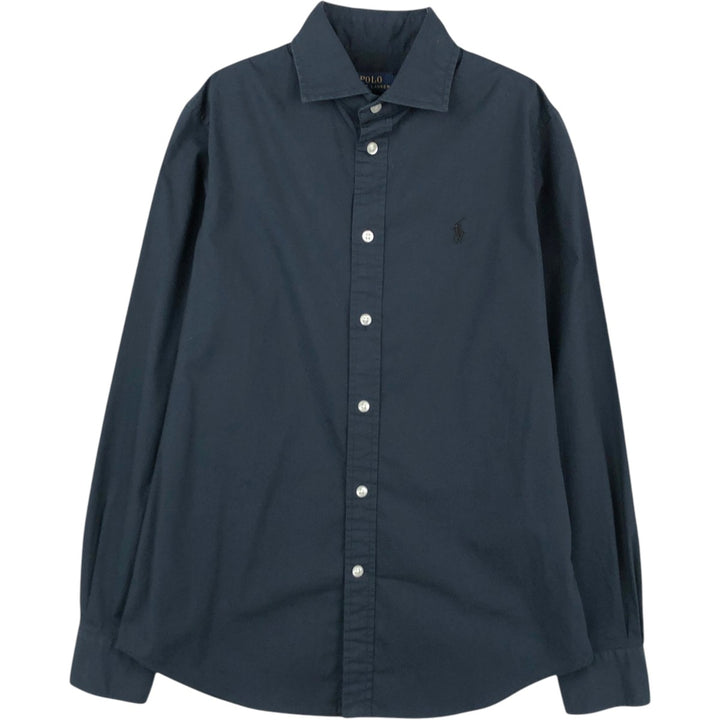 Ralph Lauren POLO RALPH LAUREN Wide Collar Long Sleeve Cotton Shirt, Women's Size M (approx.) cotton navy blue type Vintage Second Hand