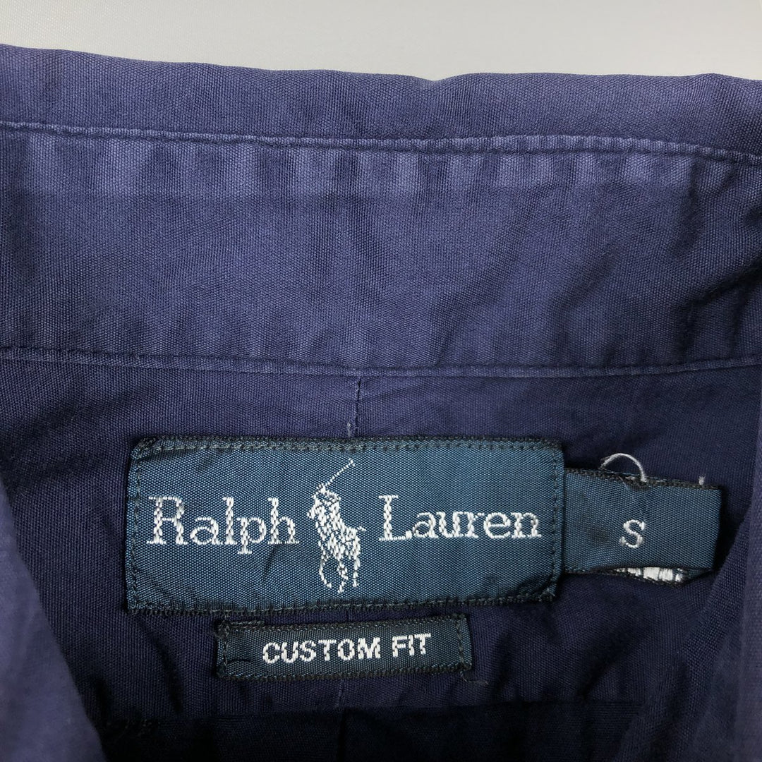 Ralph Lauren Custom Fit Long Sleeve Button-Down Shirt, Men's Size Small cotton navy blue type Vintage Second Hand