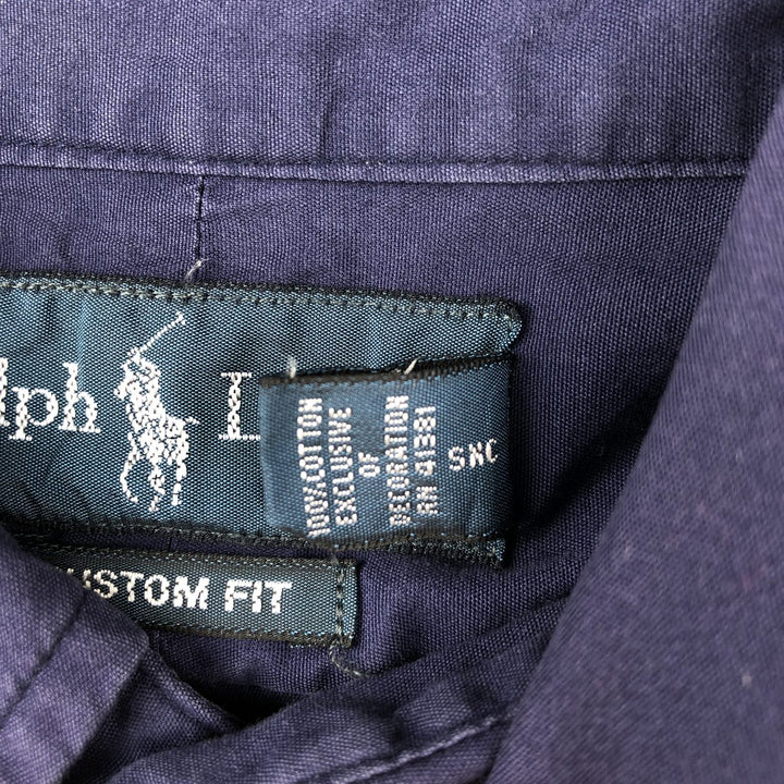 Ralph Lauren Custom Fit Long Sleeve Button-Down Shirt, Men's Size Small cotton navy blue type Vintage Second Hand