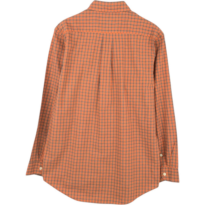 Ralph Lauren long-sleeved button-down check shirt, women's size L cotton orange type Vintage Second Hand
