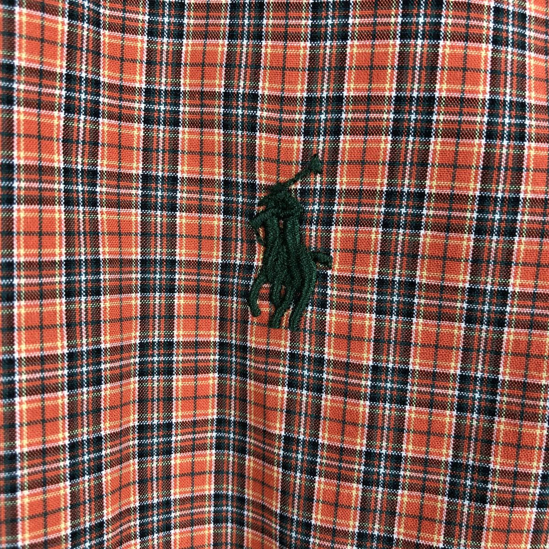 Ralph Lauren long-sleeved button-down check shirt, women's size L cotton orange type Vintage Second Hand