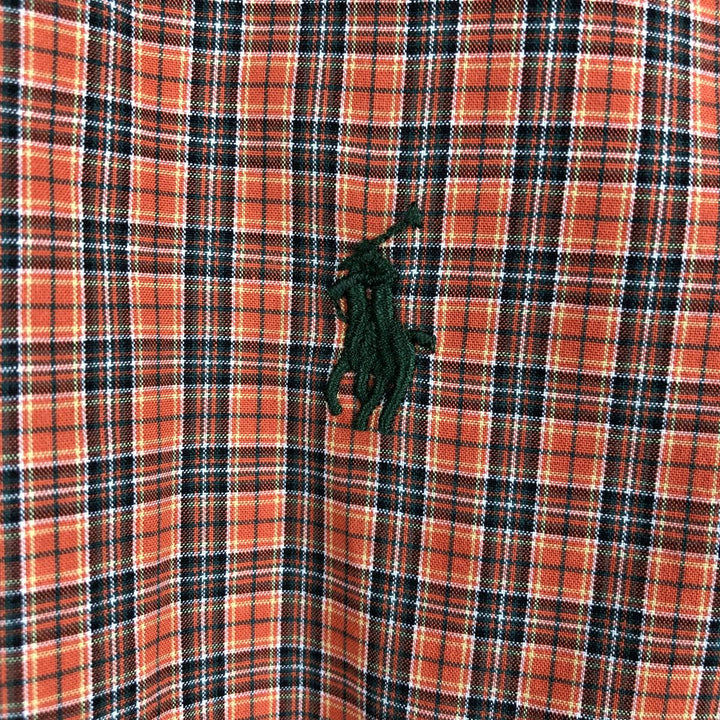 Ralph Lauren long-sleeved button-down check shirt, women's size L cotton orange type Vintage Second Hand