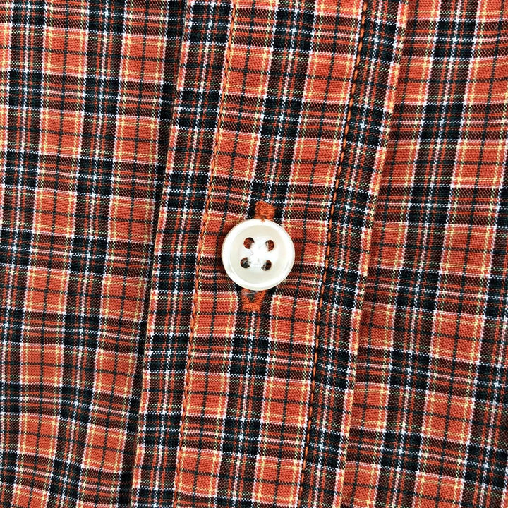 Ralph Lauren long-sleeved button-down check shirt, women's size L cotton orange type Vintage Second Hand