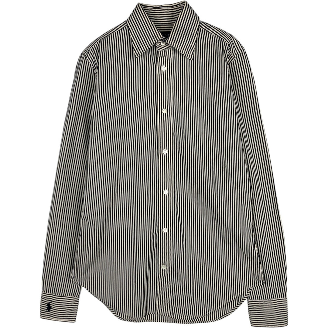 Ralph Lauren long-sleeved cotton striped shirt, women's size S (approx.) cotton navy blue type Vintage Second Hand