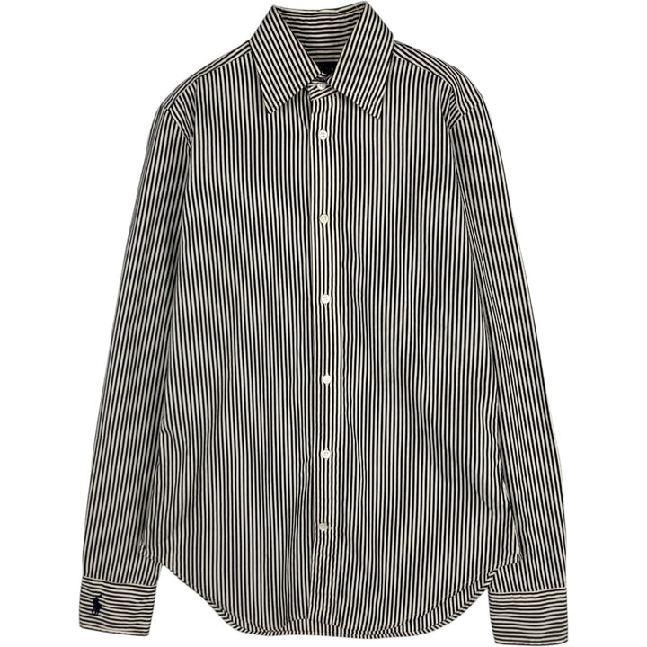 Ralph Lauren long-sleeved cotton striped shirt, women's size S (approx.) cotton navy blue type Vintage Second Hand