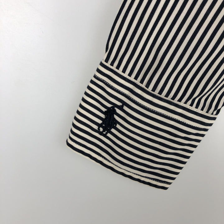 Ralph Lauren long-sleeved cotton striped shirt, women's size S (approx.) cotton navy blue type Vintage Second Hand