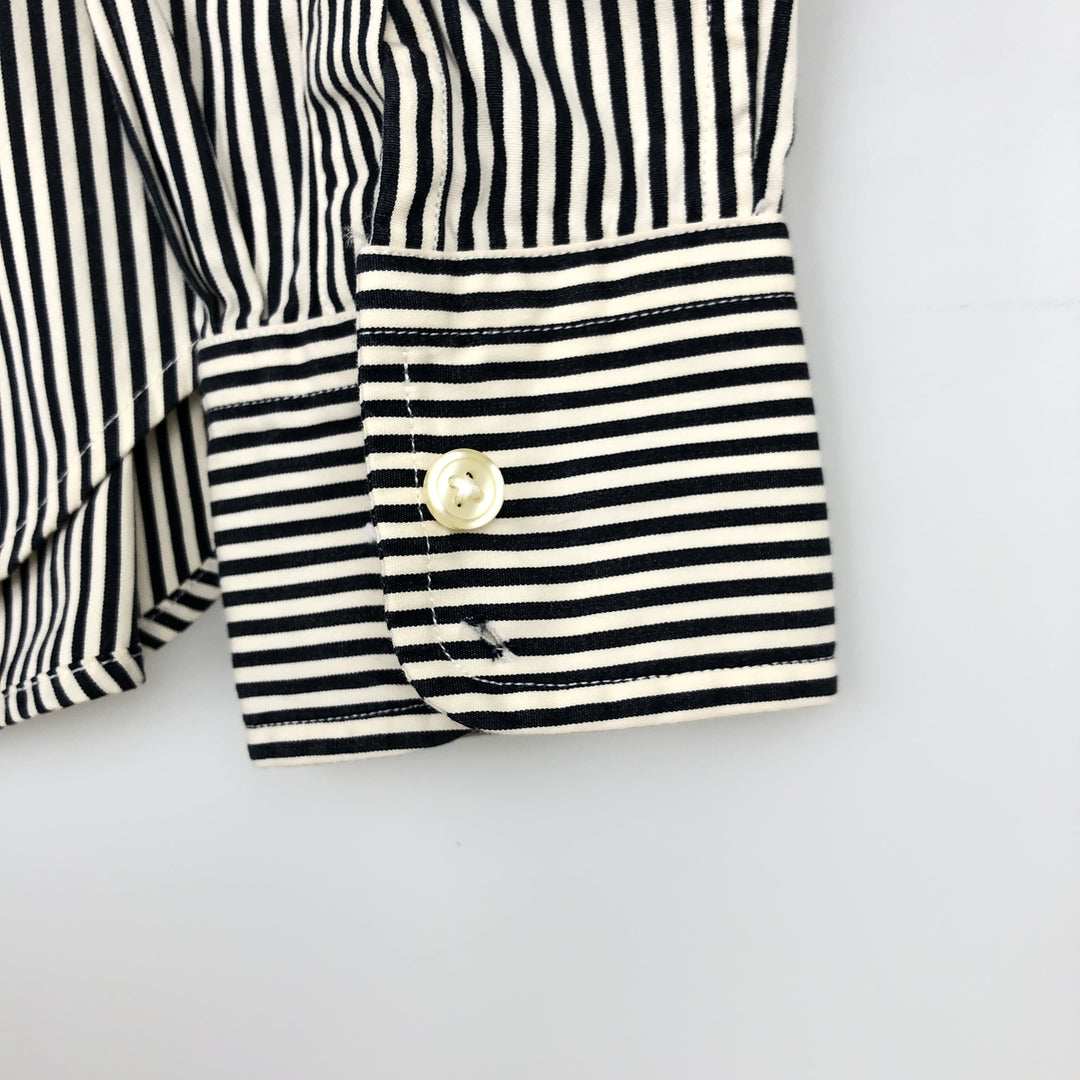 Ralph Lauren long-sleeved cotton striped shirt, women's size S (approx.) cotton navy blue type Vintage Second Hand