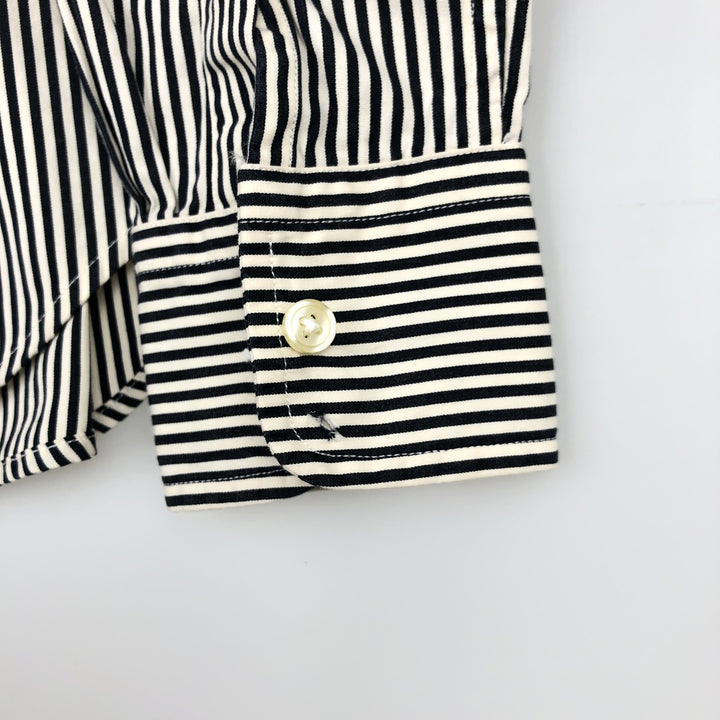 Ralph Lauren long-sleeved cotton striped shirt, women's size S (approx.) cotton navy blue type Vintage Second Hand