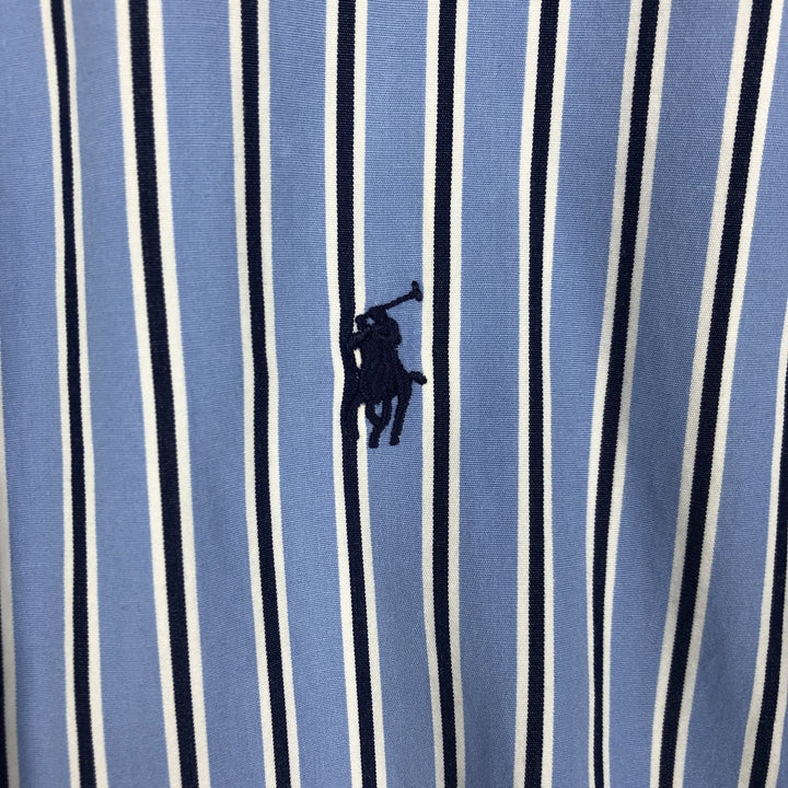 Ralph Lauren long-sleeved button-down striped shirt, women's size S (approx.) cotton Blue type light blue Vintage Second Hand