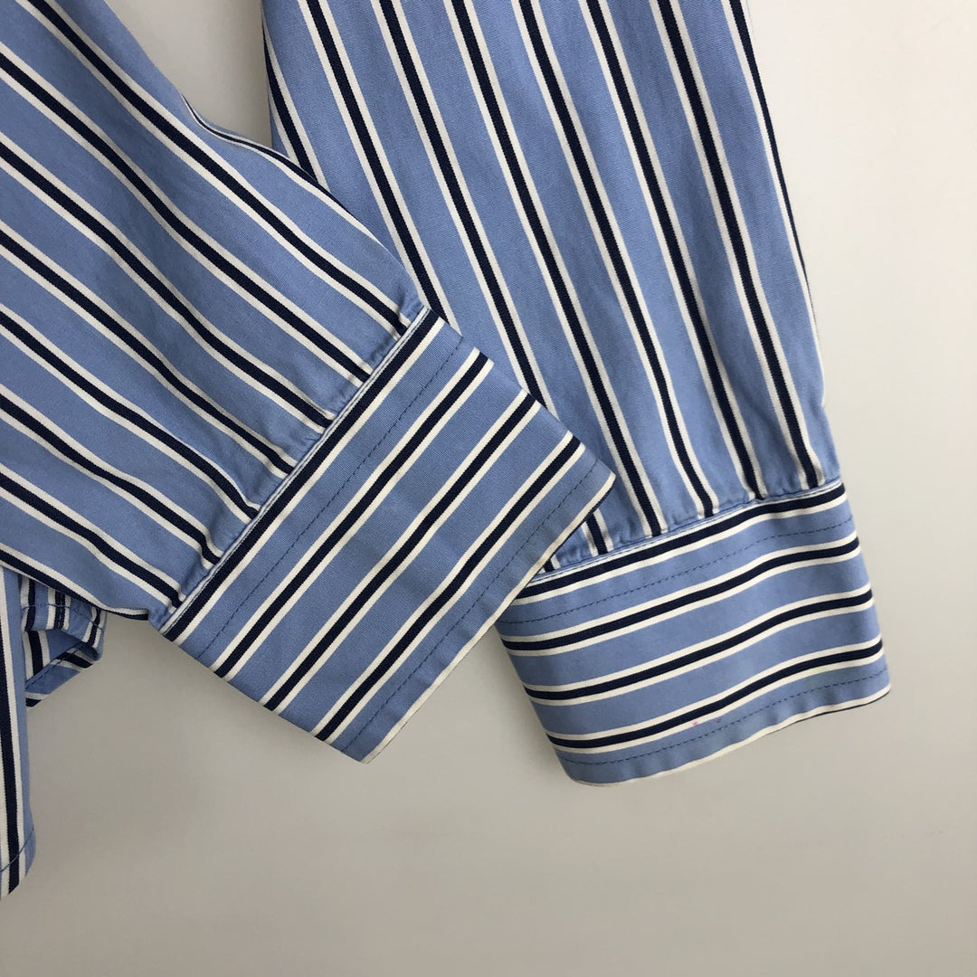 Ralph Lauren long-sleeved button-down striped shirt, women's size S (approx.) cotton Blue type light blue Vintage Second Hand