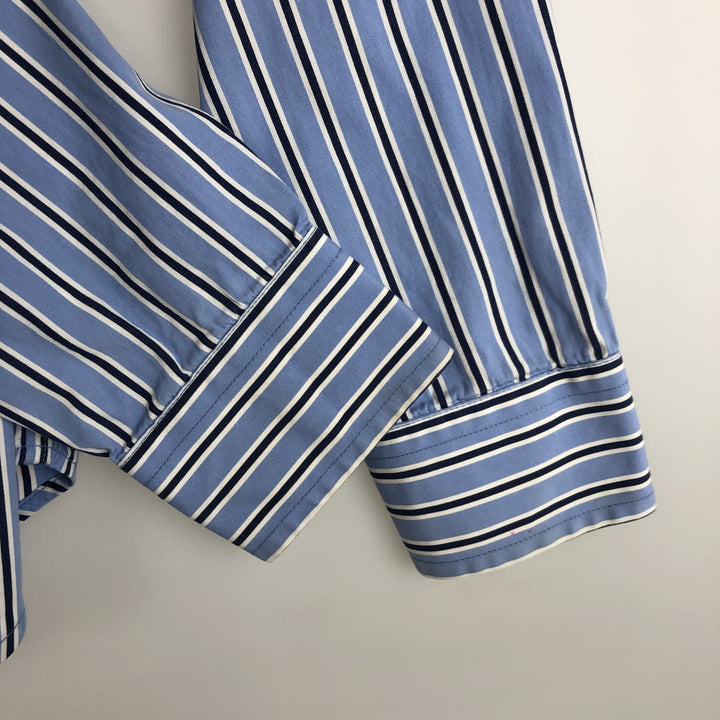 Ralph Lauren long-sleeved button-down striped shirt, women's size S (approx.) cotton Blue type light blue Vintage Second Hand