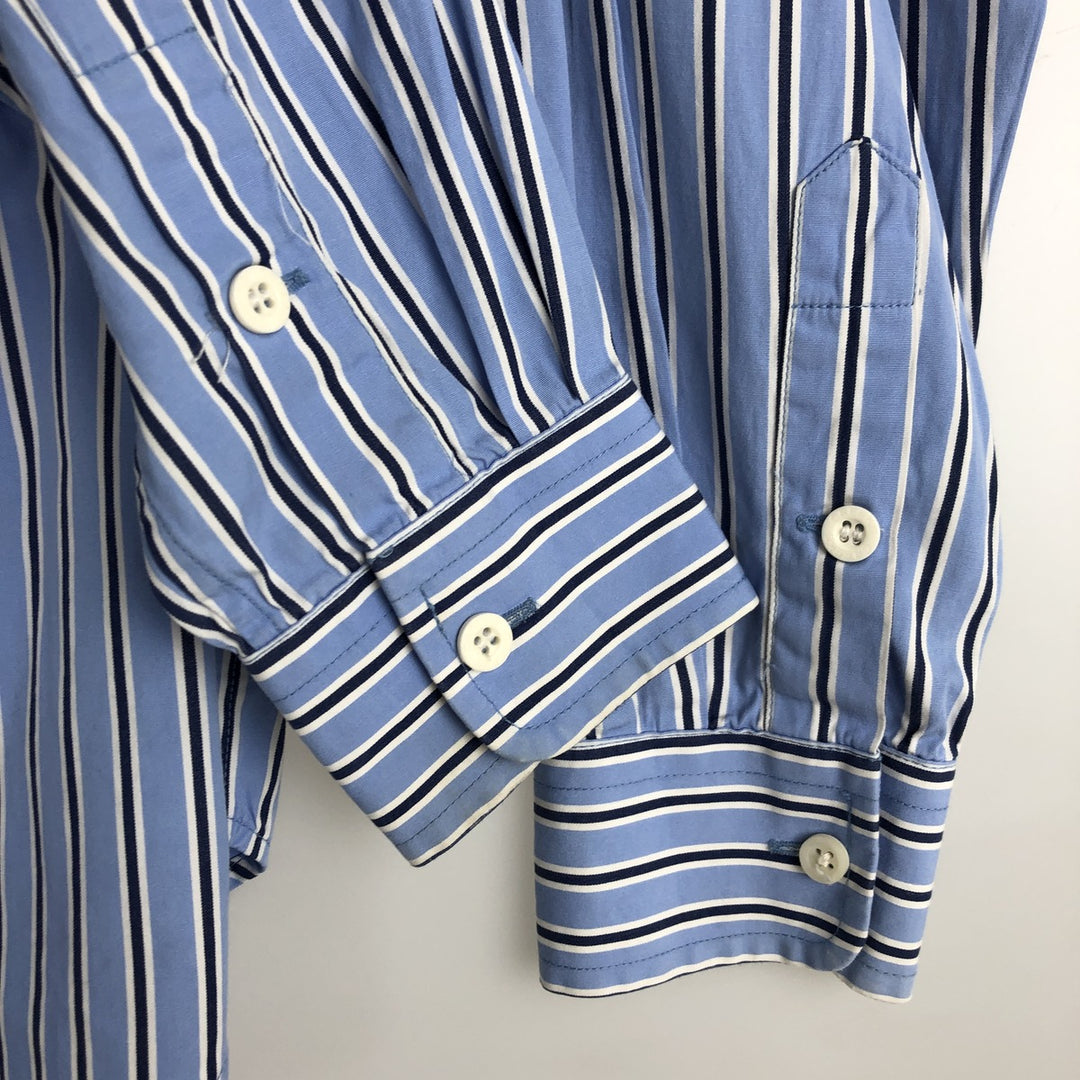 Ralph Lauren long-sleeved button-down striped shirt, women's size S (approx.) cotton Blue type light blue Vintage Second Hand