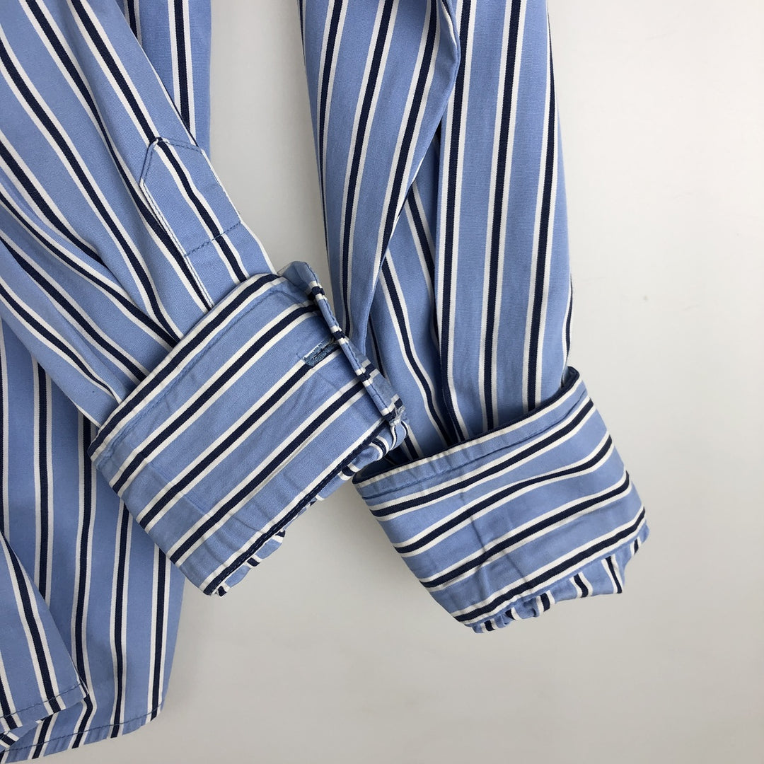 Ralph Lauren long-sleeved button-down striped shirt, women's size S (approx.) cotton Blue type light blue Vintage Second Hand