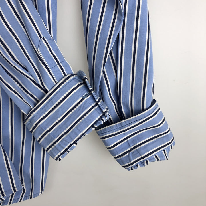 Ralph Lauren long-sleeved button-down striped shirt, women's size S (approx.) cotton Blue type light blue Vintage Second Hand