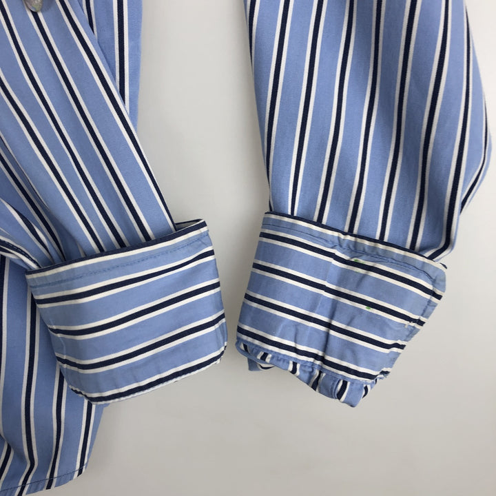 Ralph Lauren long-sleeved button-down striped shirt, women's size S (approx.) cotton Blue type light blue Vintage Second Hand
