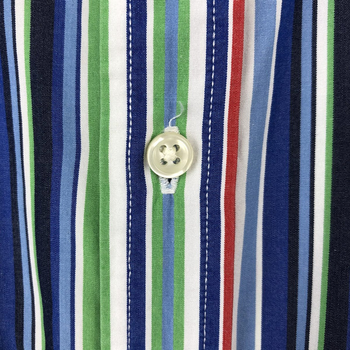Ralph Lauren Multi-stripe Long-Sleeve Button-Down Striped Shirt, Women's Size L (approx.) cotton blue type Vintage Second Hand