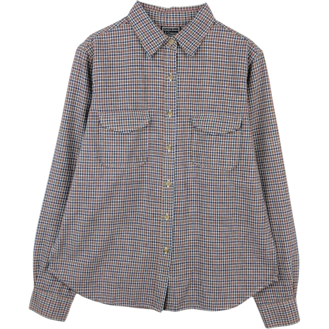 Quizz Jeans and Company Long-Sleeve Cotton Check Shirt, Women's Size L (approx.) cotton white type Vintage Second Hand