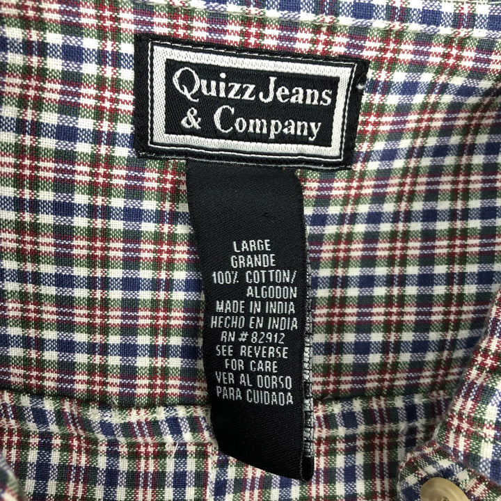 Quizz Jeans and Company Long-Sleeve Cotton Check Shirt, Women's Size L (approx.) cotton white type Vintage Second Hand