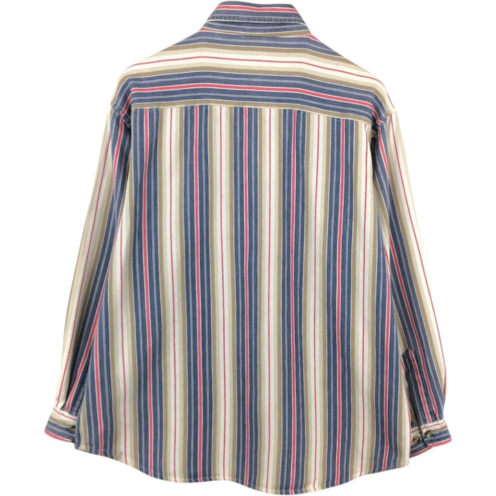 KIKOMO Multi-stripe Long-Sleeve Cotton Stripe Shirt, Women's Size L (approx.) cotton blue type Vintage Second Hand