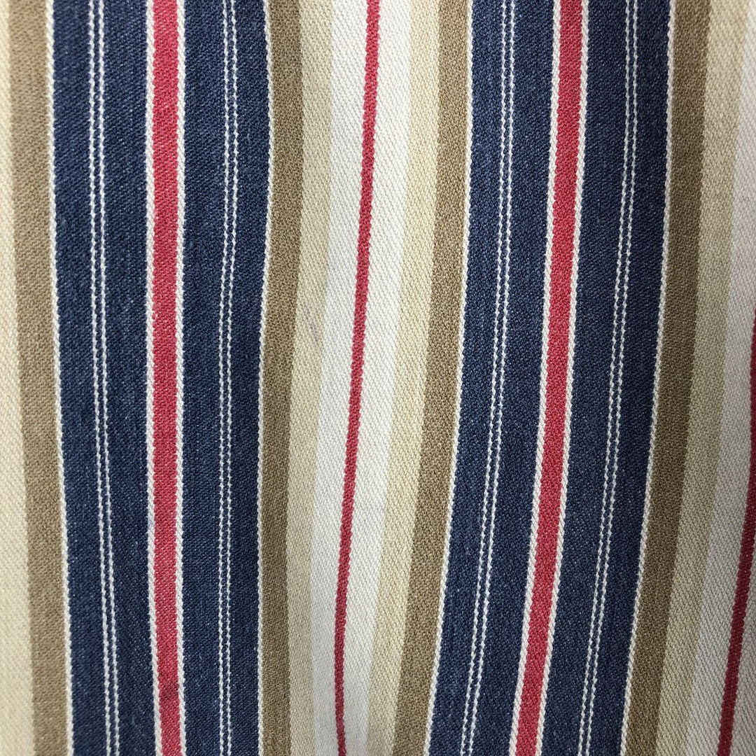KIKOMO Multi-stripe Long-Sleeve Cotton Stripe Shirt, Women's Size L (approx.) cotton blue type Vintage Second Hand