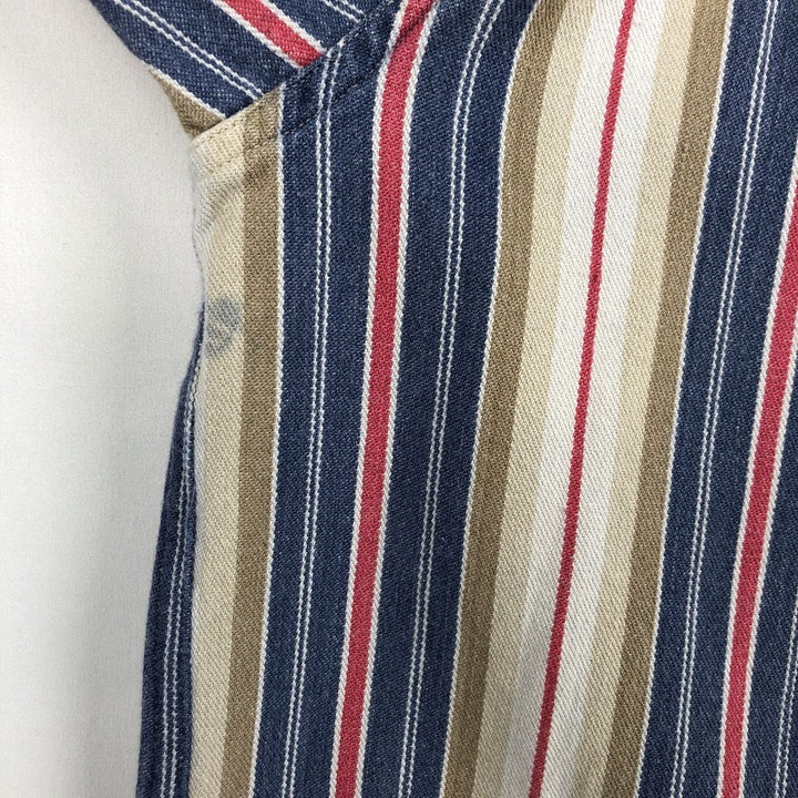 KIKOMO Multi-stripe Long-Sleeve Cotton Stripe Shirt, Women's Size L (approx.) cotton blue type Vintage Second Hand