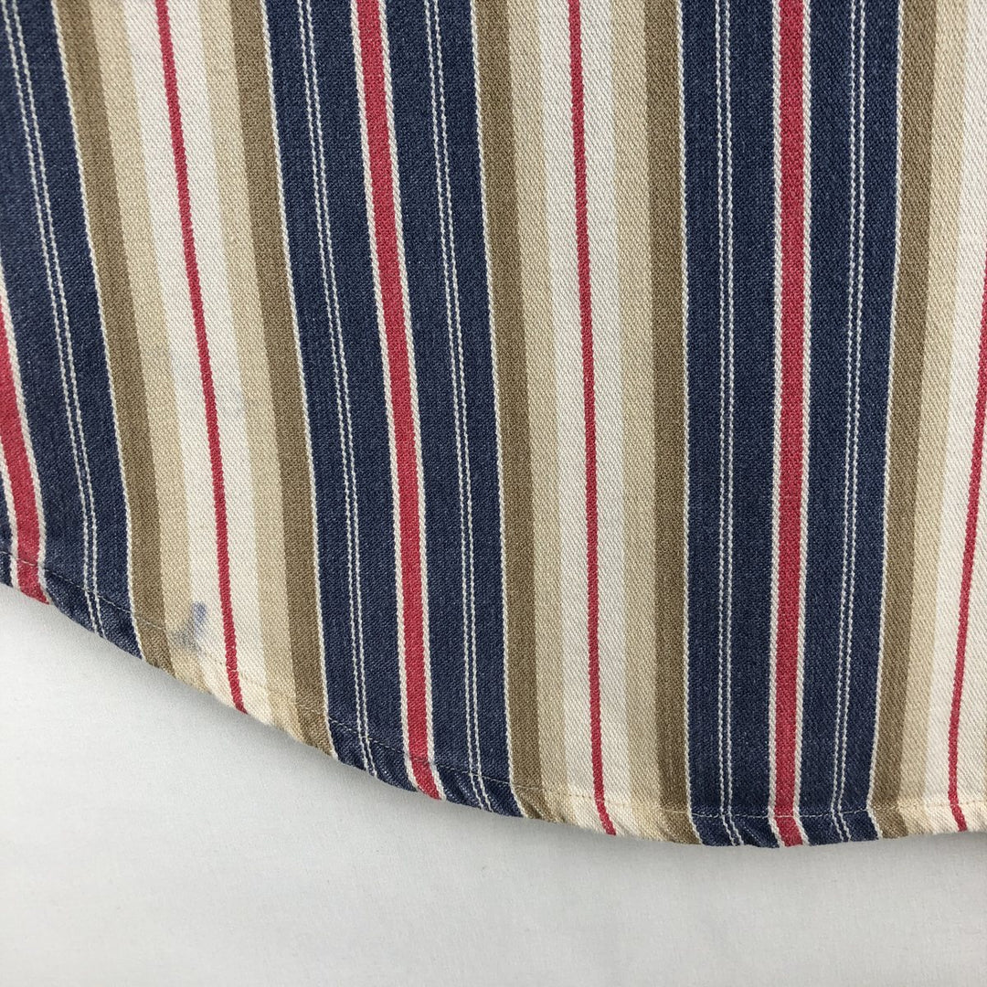 KIKOMO Multi-stripe Long-Sleeve Cotton Stripe Shirt, Women's Size L (approx.) cotton blue type Vintage Second Hand