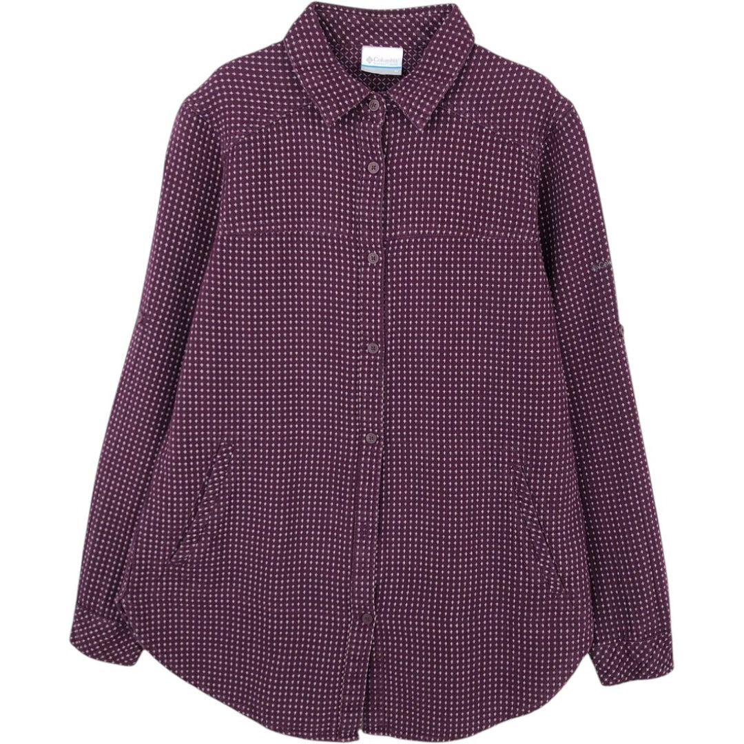 Columbia all-over print long-sleeved cotton shirt, women's size M. cotton purple type Vintage Second Hand