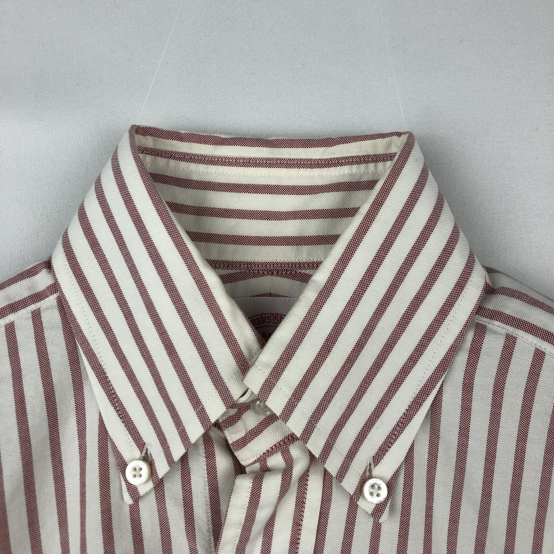 Brooks Brothers MAKERS Est.1818 Long-Sleeve Button-Down Striped Shirt, Made in USA, Women's Size M (approx.) cotton white type Vintage Second Hand