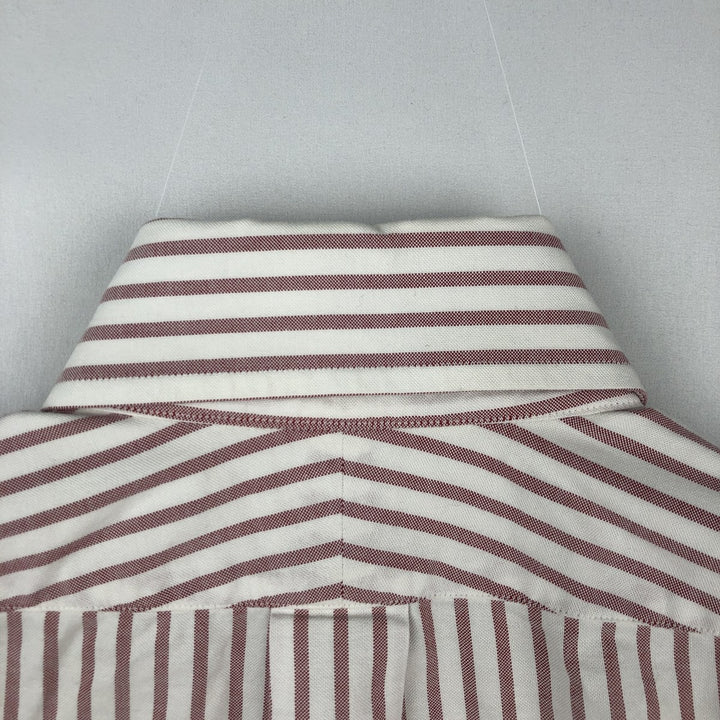 Brooks Brothers MAKERS Est.1818 Long-Sleeve Button-Down Striped Shirt, Made in USA, Women's Size M (approx.) cotton white type Vintage Second Hand