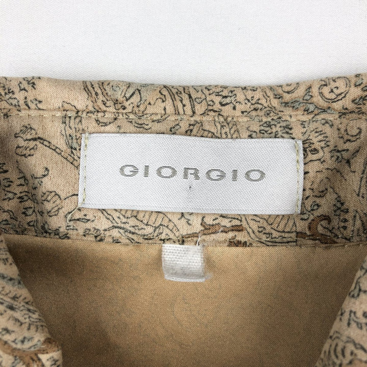 GIORGIO All-over Paisley Pattern Long-Sleeve Polyester Shirt, Women's Size M (approx.) polyester Beige type Vintage Second Hand